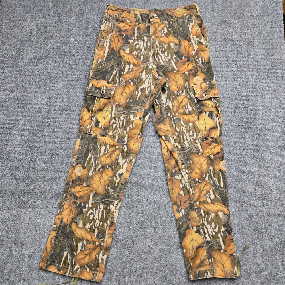 Vintage 90s Mossy Oak Foliage Camo Cargo Pants Mens Size Small 32x30 Made in USA